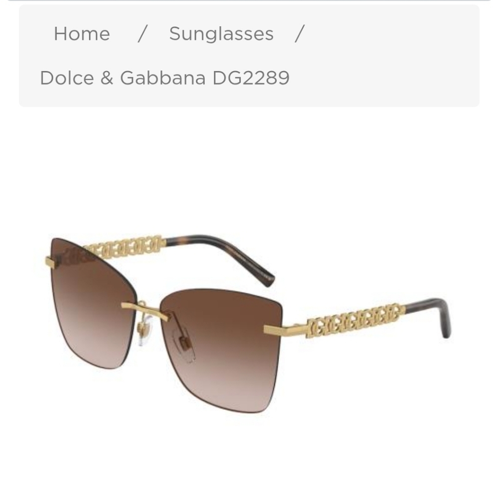 AUTHENTIC Dolce & Gabbana Gold Frame Sunglasses with Brown Lenses